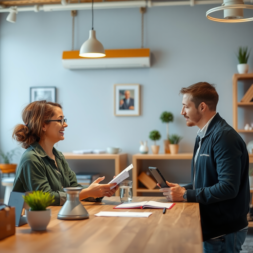 Small business owner receiving consultation and support from economic development specialist to grow their local enterprise